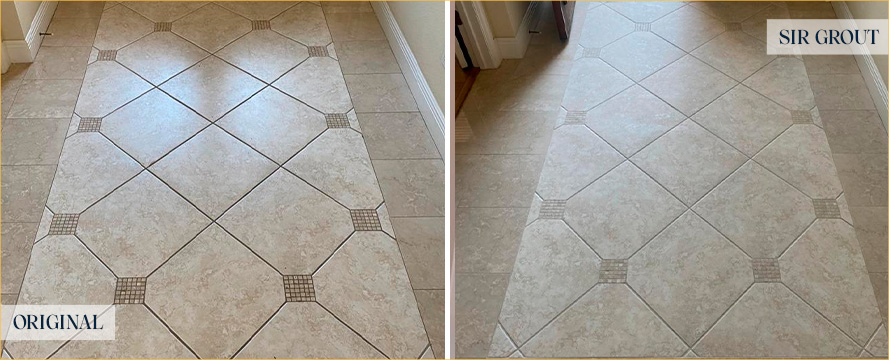 Floor Before and After an Excellent Grout Sealing in Columbus, OH