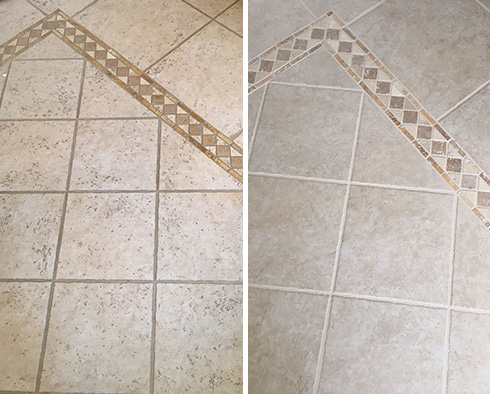 Tile Floor Before and After Our Delaware Grout Sealing Service