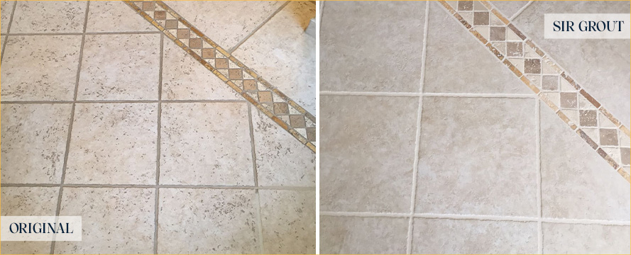 Tile Floor Before and After Our Delaware Grout Sealing Service