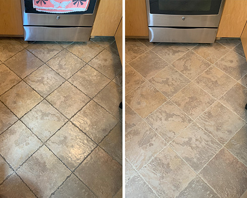 Kitchen Floor Before and After Our Columbus Grout Sealing Service