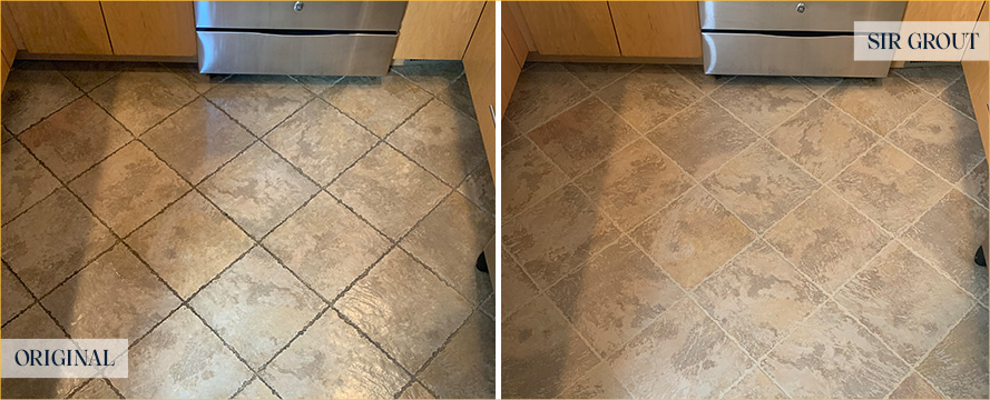 Kitchen Floor Before and After Our Columbus Grout Sealing Service