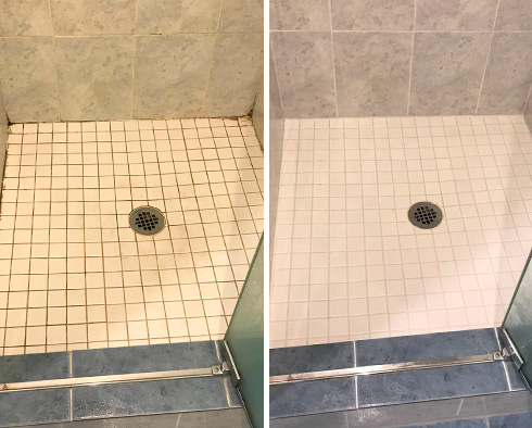 Shower Before and After Our Caulking Services in New Albany, OH