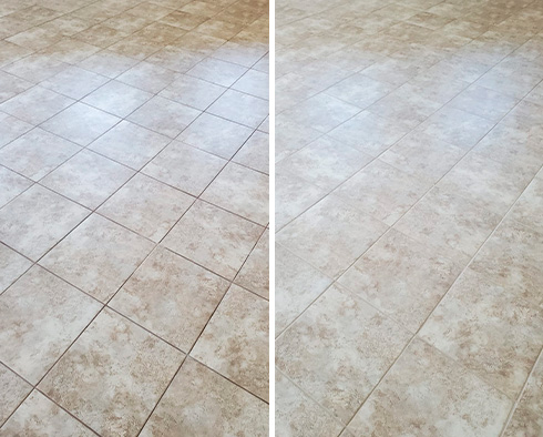 Floor Before and After a Grout Sealing in Columbus, OH