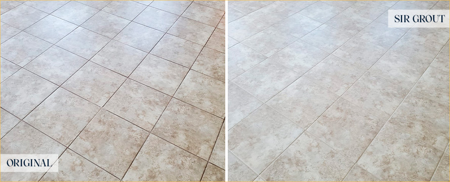 Floor Before and After a Flawless Grout Sealing in Columbus, OH