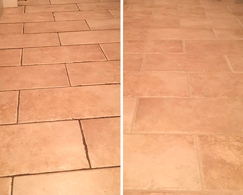 Floor Before and After a Flawless Grout Cleaning in Columbus, OH