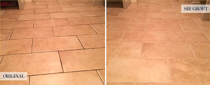 Floor Before and After an Excellent Grout Cleaning in Columbus, OH